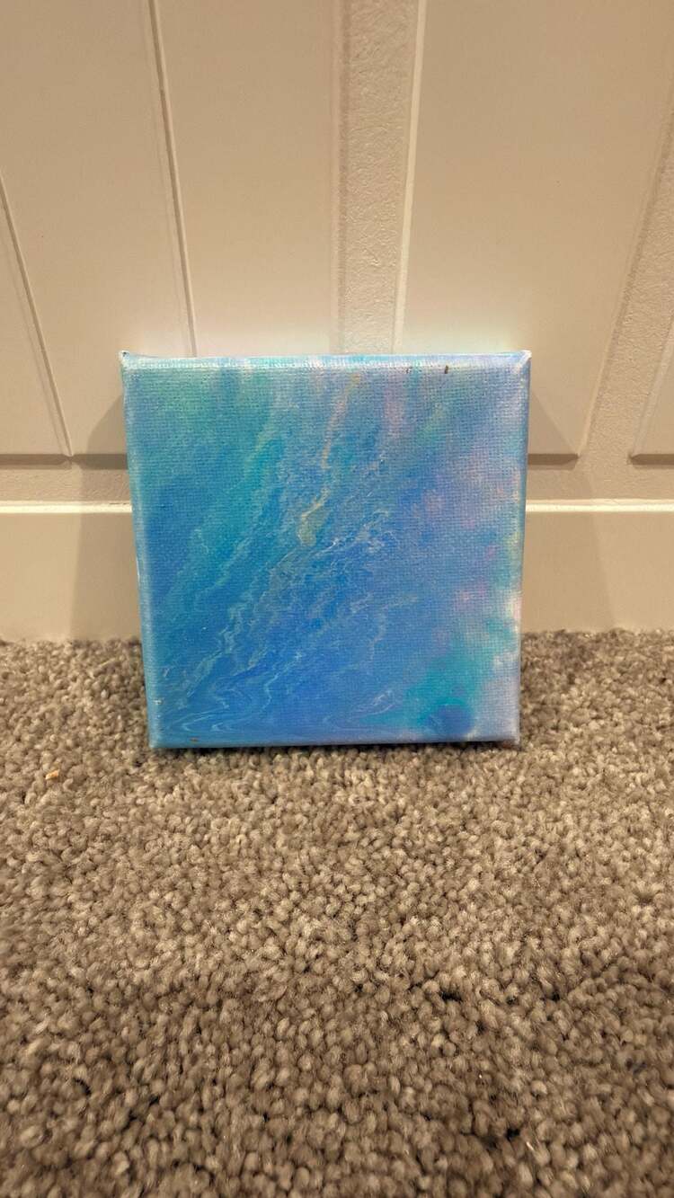 Original Blue Abstract Mini Canvas Painting – Ocean Inspired Wall Art